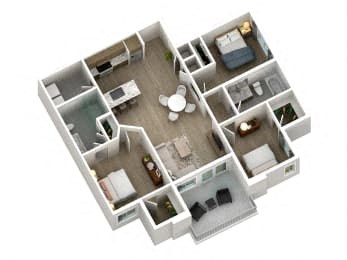 Floor plan for 3 beds, 2 baths, 1146 sqft